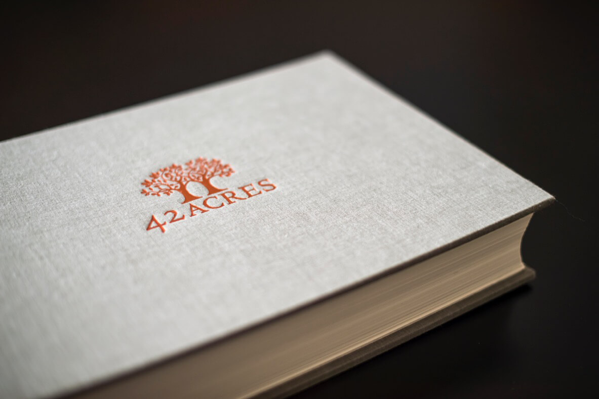 Visitor’s Book Lined in Japanese Silk Linen, Marble End Paper and Copper Foil Blocking